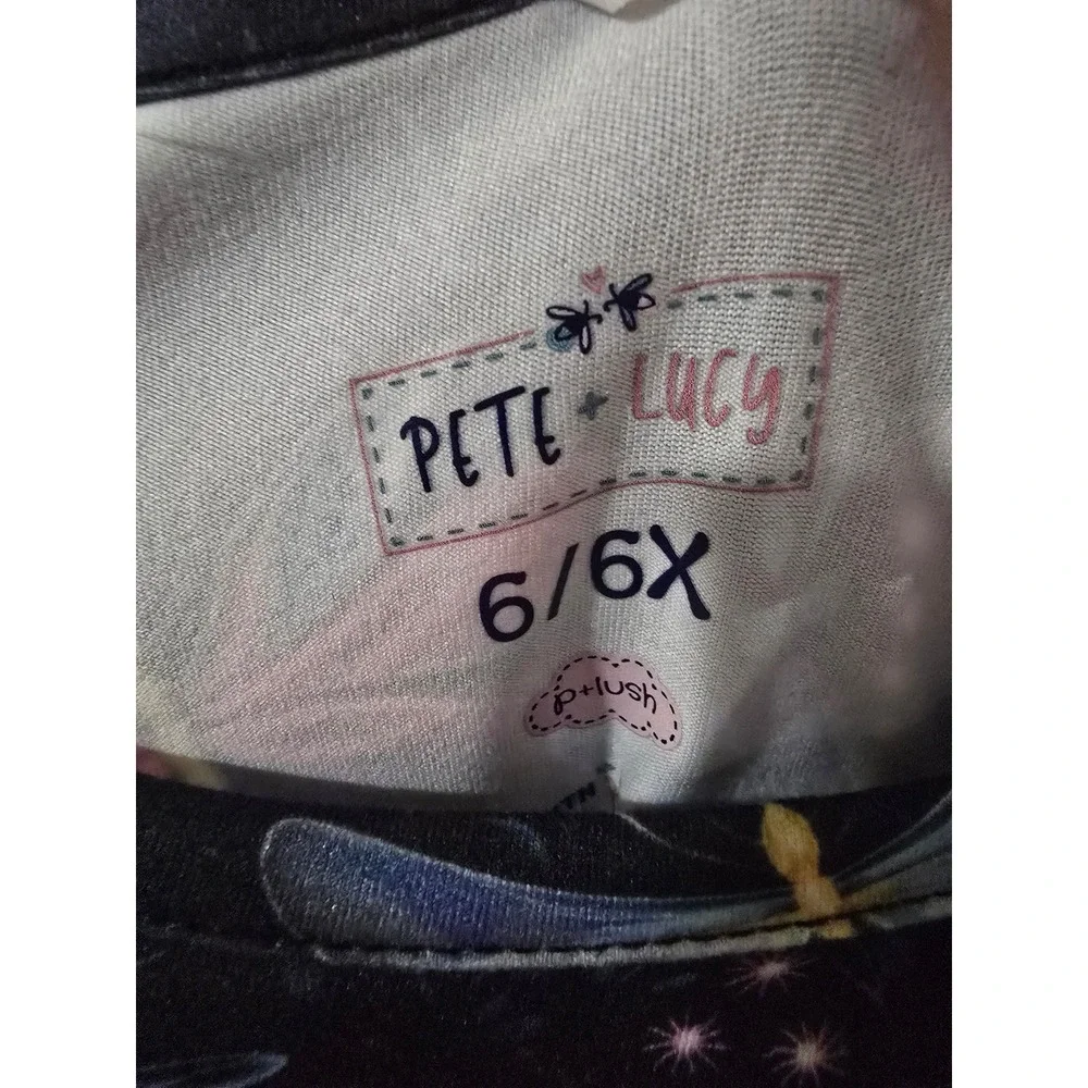 Pete + Lucy Girls Dragonfly Print Dress Navy Pink Bow Back P+Lush Size 6/6X
